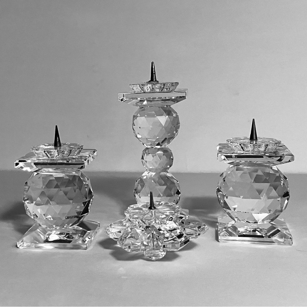 4 Vintage SWAROVSKI CRYSTAL Candle Holders / EUROPEAN RELEASES / 1976-1988 / Box